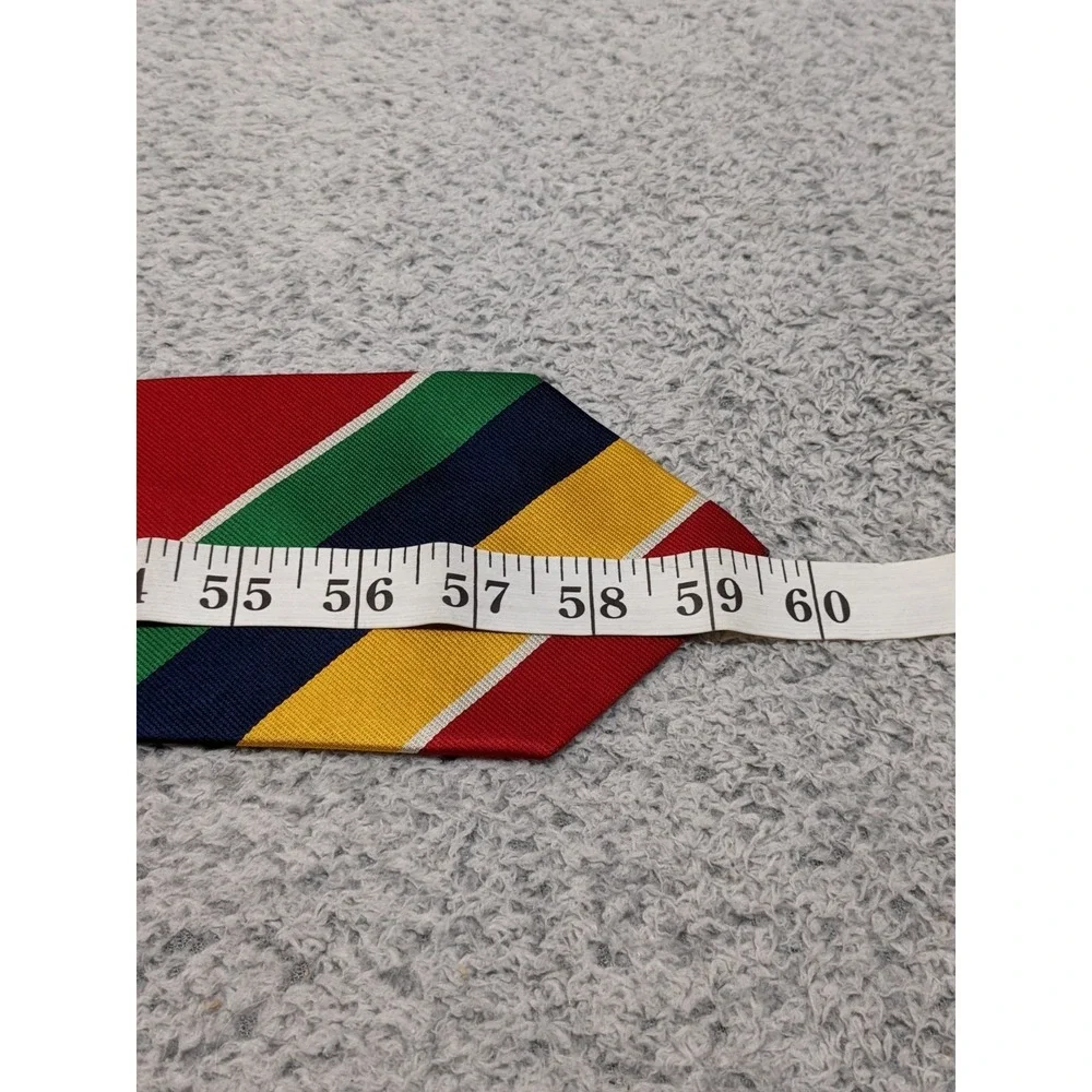 Vtg Brooks Brothers Repp Tie Red Yellow Green Stripe Silk‎ USA Regimental Preppy